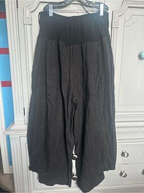 Meo Meli Black Wide-Leg Linen Pants